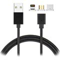 Wrapped USB / Magnetisk Kabel - Sony Xperia Z3, Z2, Z1, Z Ultra - Sort