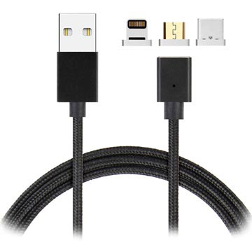 Wrapped USB / Magnetisk Kabel - Sony Xperia Z3, Z2, Z1, Z Ultra - Sort