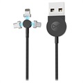 Wrapped USB / Magnetisk Kabel - Sony Xperia Z3, Z2, Z1, Z Ultra - Sort