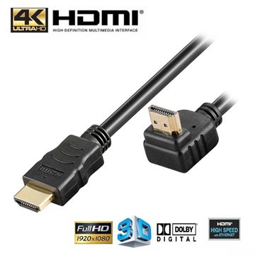 High Speed HDMI / HDMI Kabel - 90° Vinklet - 1.5m