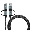 Wrapped USB / Magnetisk Kabel - Sony Xperia Z3, Z2, Z1, Z Ultra - Sort