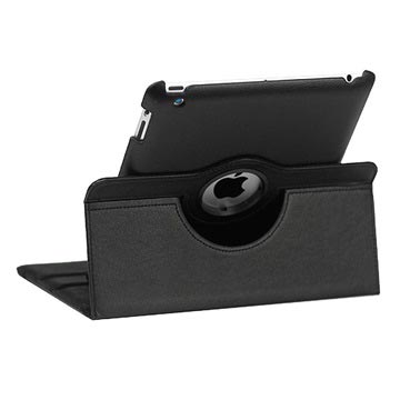 Rotary Læder Taske - iPad 2, iPad 3, iPad 4 - Sort