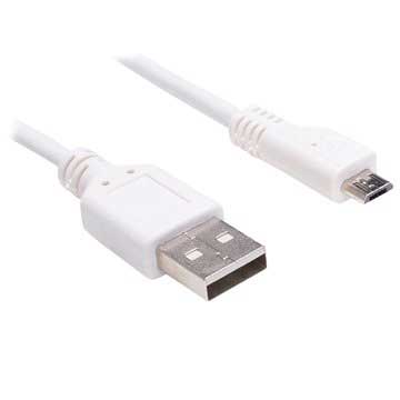 Sandberg MicroUSB Sync / Opladerkabel - Hvid - 3m