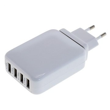 Universal 4-Port USB-Oplader - Hvid - 4,2A