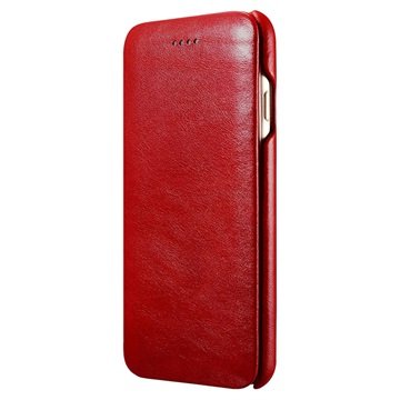 iCarer Curved Edge Vintage iPhone 7 Flip Lædercover - Rød